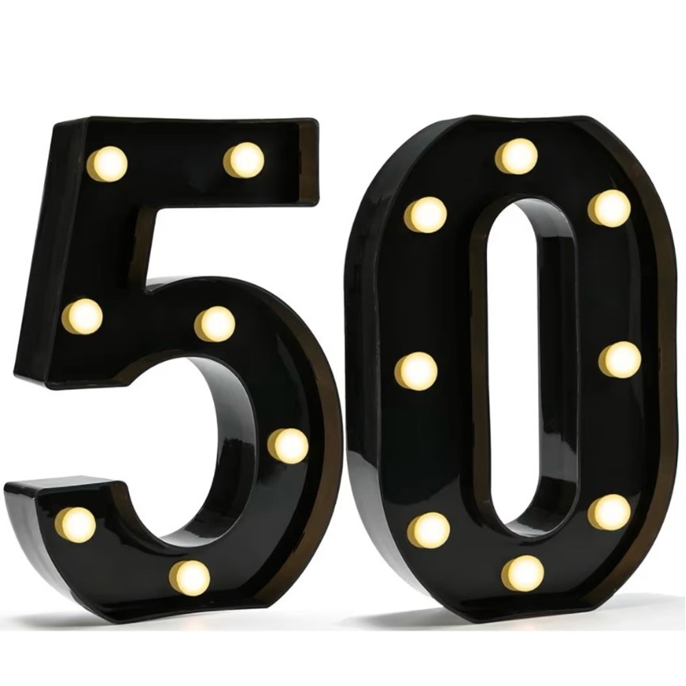 Black LED Number 50 Party Decoration
